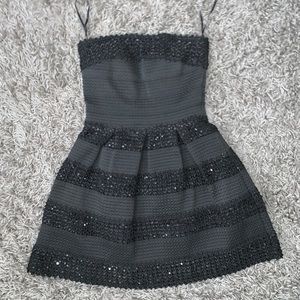 Black & Sequin Strapless Cocktail Dress